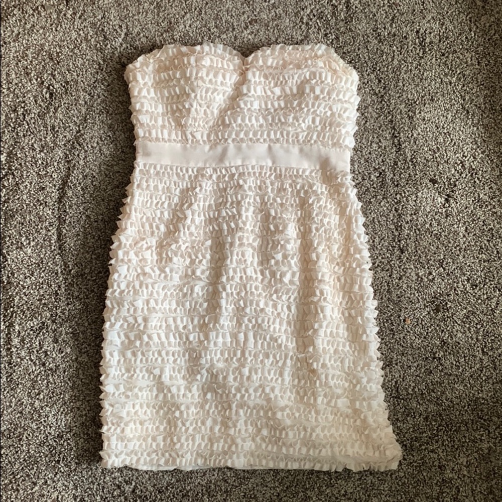 Cream Crinkled Strapless Dress